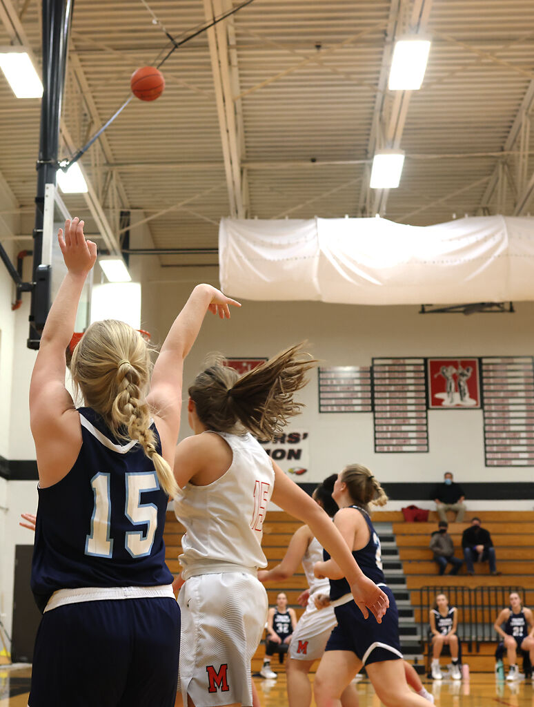 Sophie Angel watches as her 3-pt basket goes in